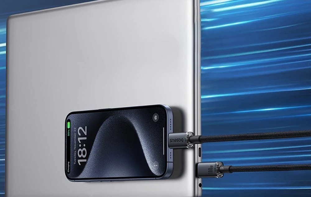Baseus Crystal Shine Series Data kabelis USB-C - USB-C 100W 1,5m juodos spalvos