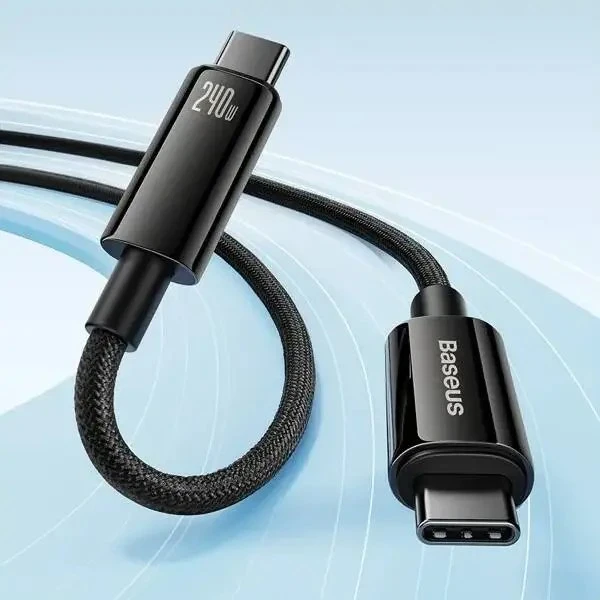 USB-C į USB-C laidas Baseus Tungsten Gold 240W 2 m (juodas)