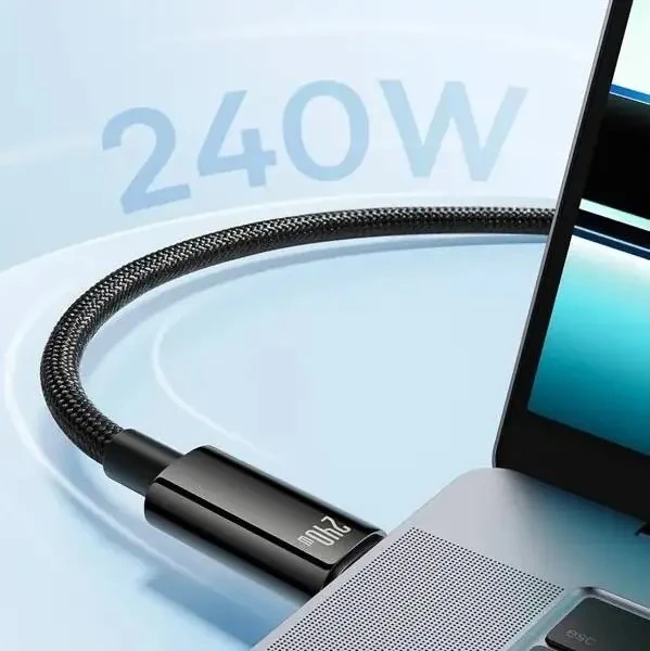 USB-C į USB-C laidas Baseus Tungsten Gold 240W 2 m (juodas)