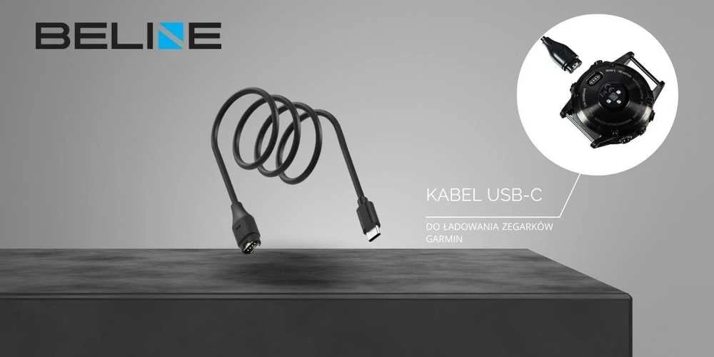 Kabelis USB-C Beline laikrodžio įkrovimui Garmin 1m juodos spalvos