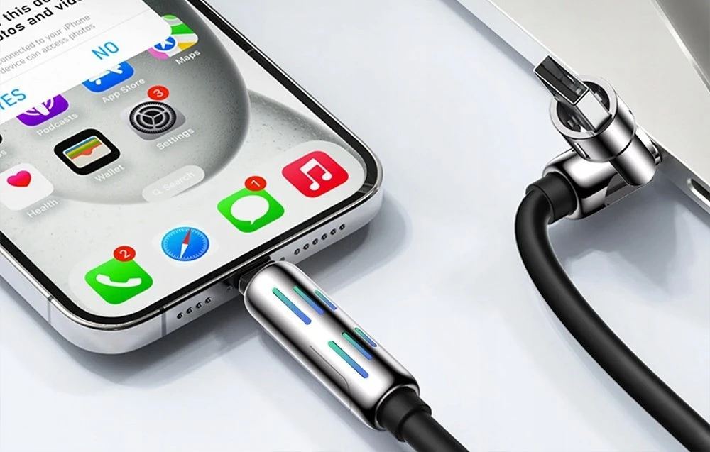 Kabelis 4w1 USB-C / USB-A arba USB-C / Lightning Blitzwolf BW-HDC6 1,2 m 240 W RGB (pilka)