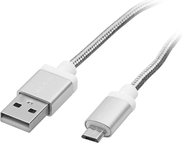 Blow USB A - micro B jungtis 1.0m, pintas, sidabrinis
