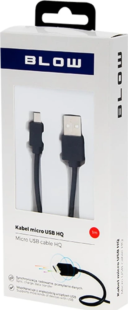 Blow USB A – micro B jungtis 1.0 m juoda HQ