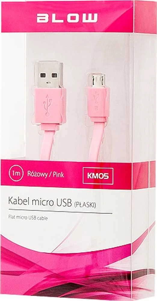 Blow USB A - micro B jungtis 1.0 m rožinė