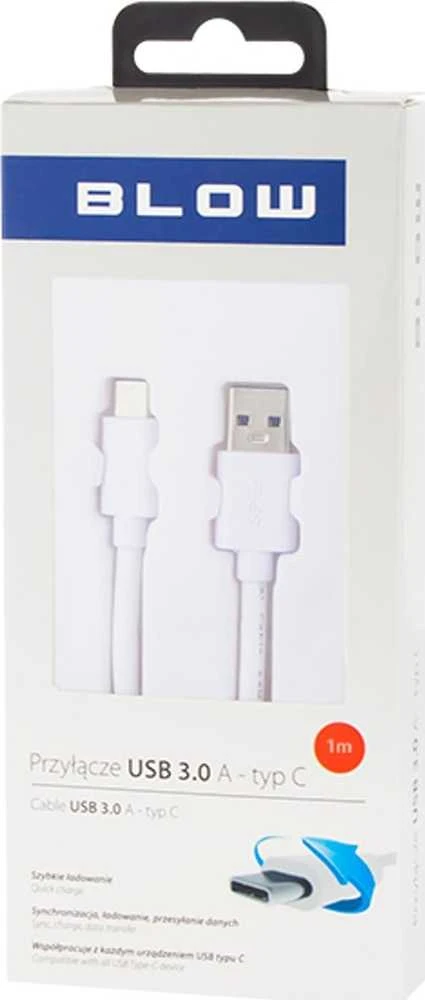 Blow USB 3.0 A jungtis – USB-C 1m baltas BL