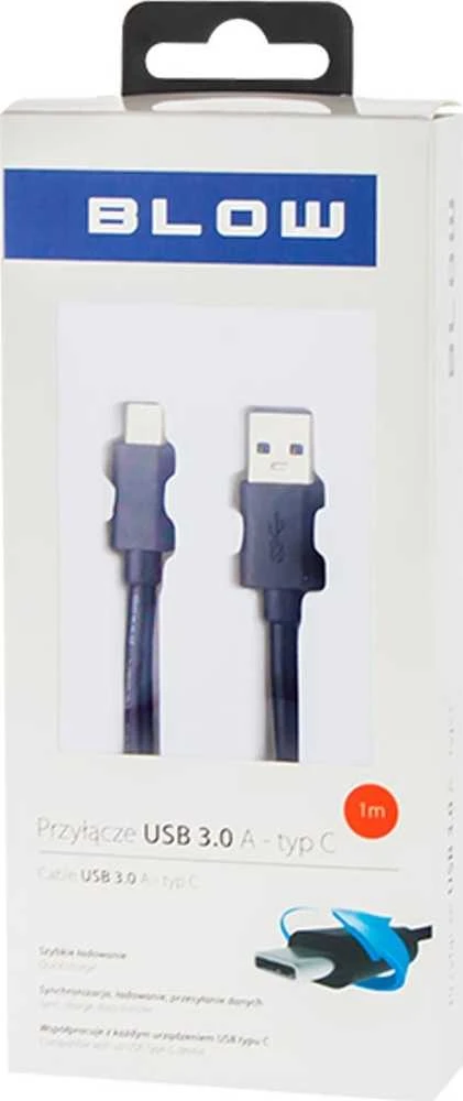 Blow USB 3.0 A jungtis – USB-C 1m juoda BL