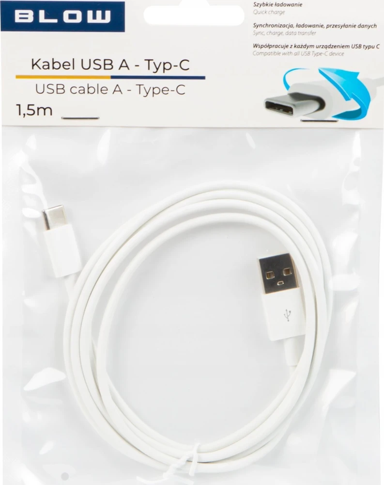 „Blow“ USB 2.0 A - USB-C jungtis 1,5 m, balta