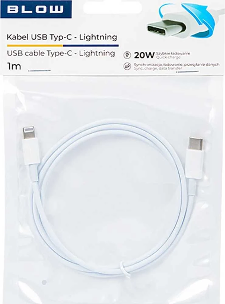 Blow USB-C jungtis - iPhone 1m baltas maišelis