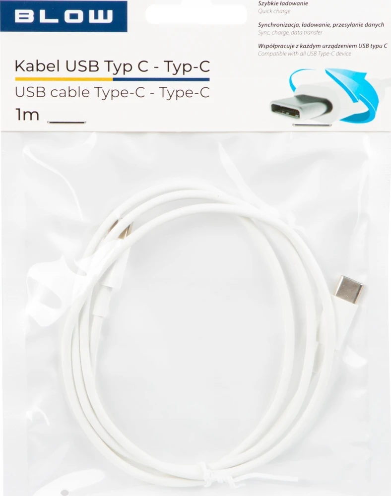 Blow USB-C jungtis – USB-C 2.0 1.0 m balta