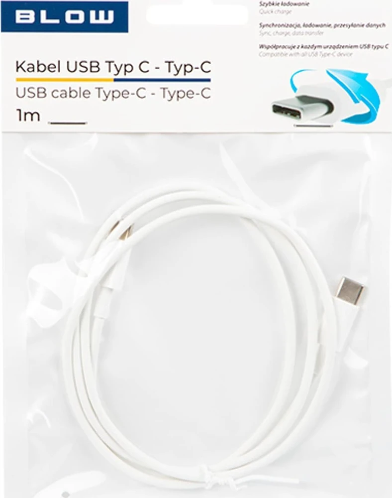 Blow USB-C jungtis – USB-C 2.0 1.0 m balta