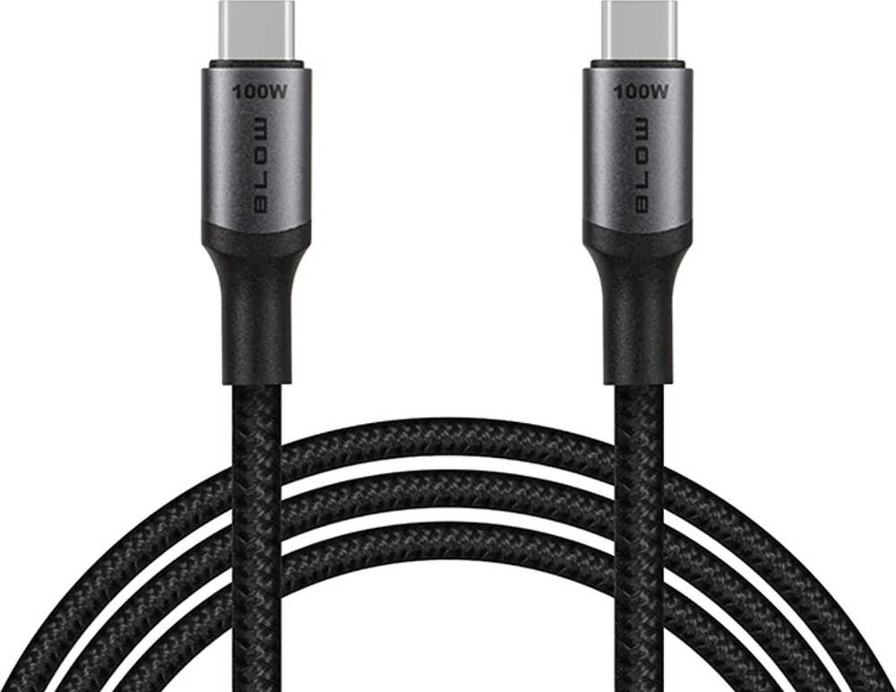 Blow USB-C jungtis – USB-C 2.0 1.0m juoda pynė 100W