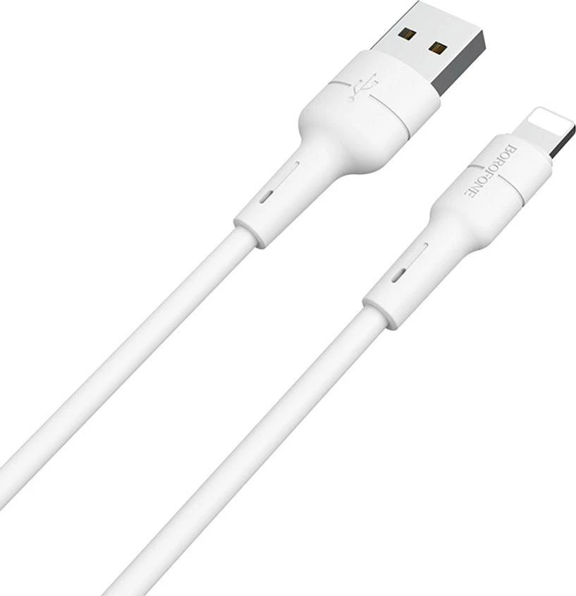 USB kabelis Borofone BX30 Lightning 1.0m silikoninis baltas