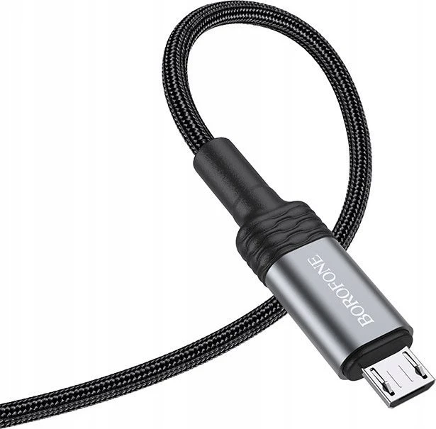 Borofone Kabelis BU30 Lynk Smart power-off - USB na Micro USB - 2,4A 1,2 metra juoda