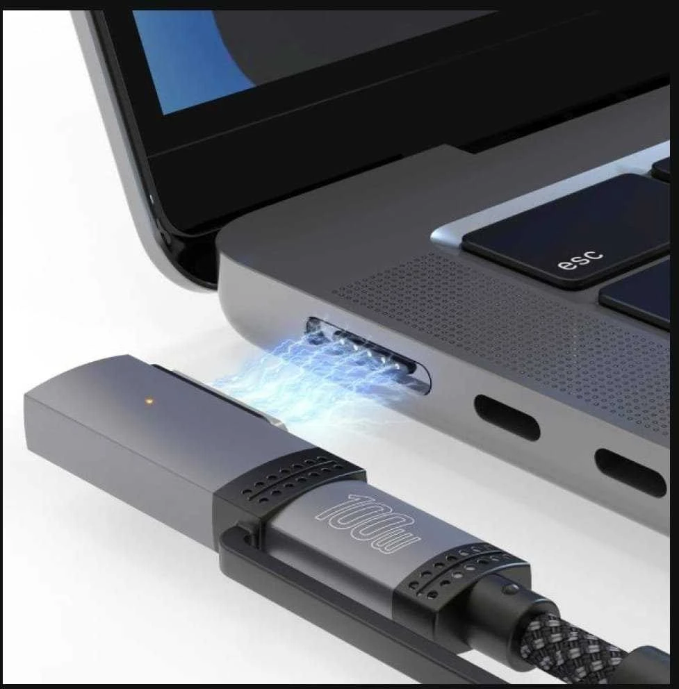 Kabelis USB-C 4smarts Explorer ComboCord 100W 2m su adapteriu MagSafe juodos spalvos