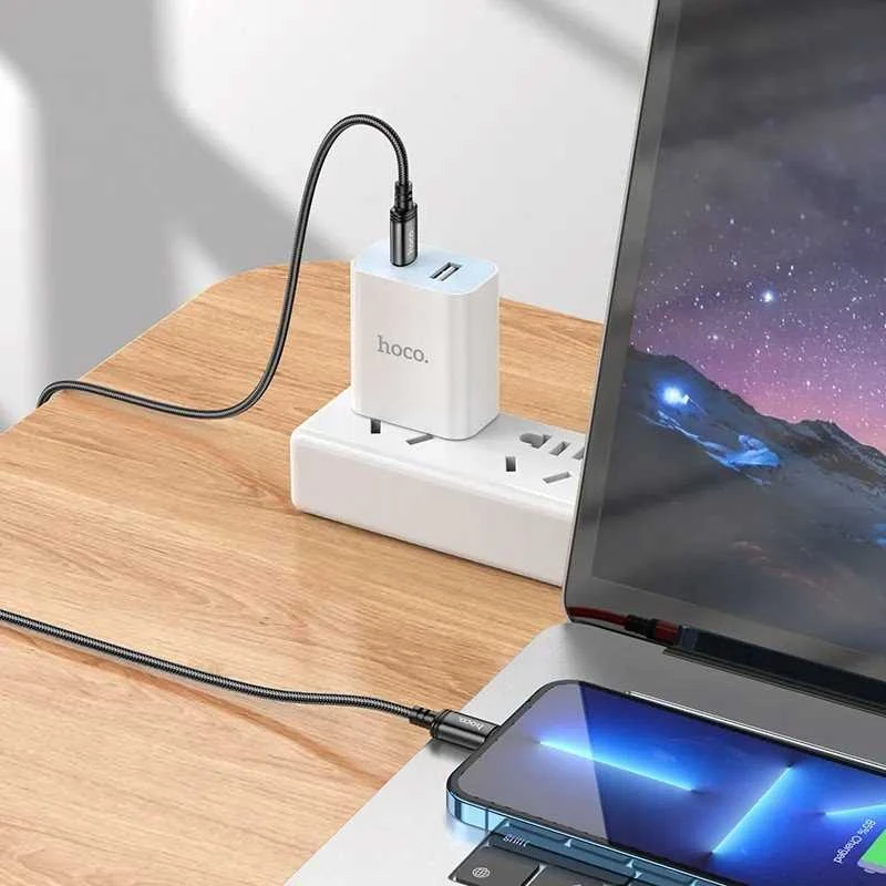 Cable USB C į Lightning Hoco PD 27W 2 m X89 juodas