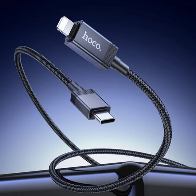 USB C į Lightning laidas Hoco PD 27W su ekranu 1 m X118 juodas