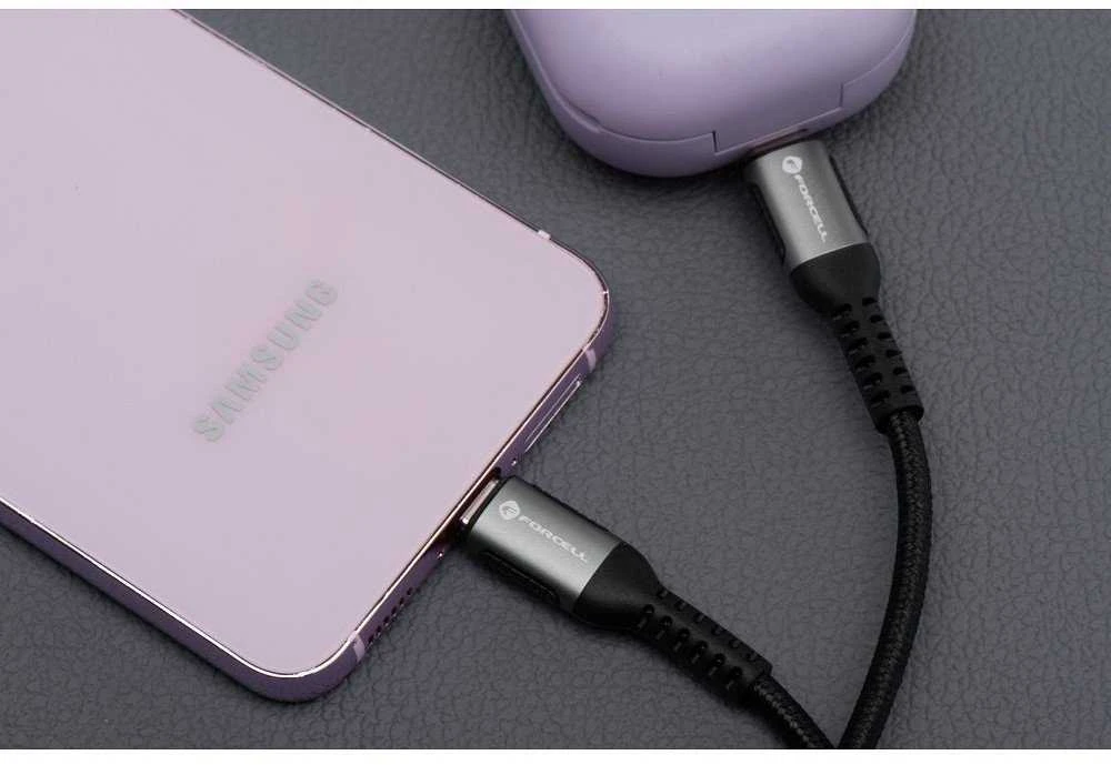 USB C į USB C laidas Forcell F-Energy QC4.0 PD 5A 100W Cafule 0,25 m C260 juodas