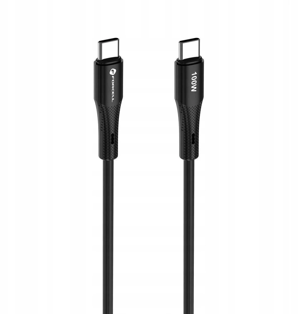 USB C laidas į USB C jungtį Forcell F-Energy QC4.0 PD 5A 100W silikoninis 1 m C347 juodas