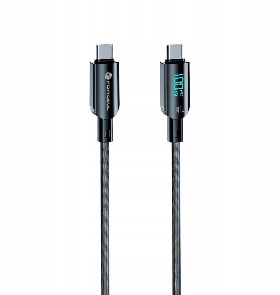 USB C laidas į USB C jungtį Forcell F-Energy QC4.0 PD 5A 100W skaitmeninis 1,2 m C277 juodas