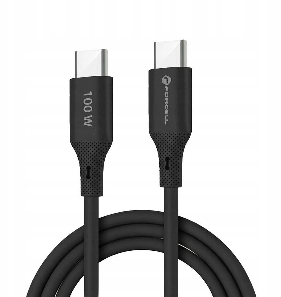 USB C laidas į USB C jungtį Forcell F-Energy QC4.0 PD 5A 100W silikoninis 1 m C347 juodas