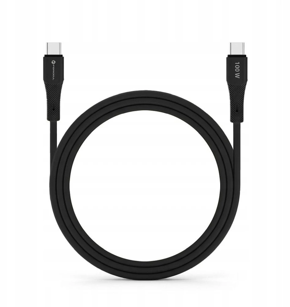 USB C laidas į USB C jungtį Forcell F-Energy QC4.0 PD 5A 100W silikoninis 1 m C347 juodas