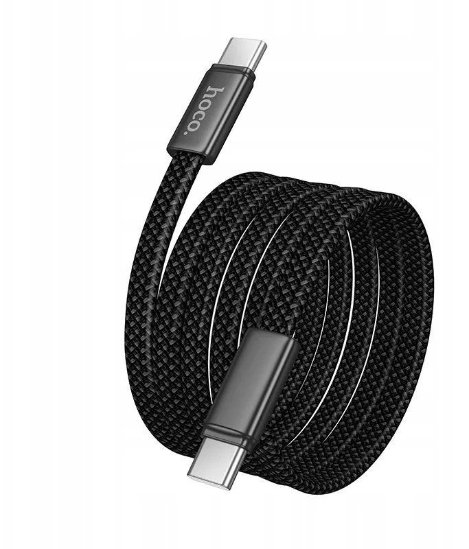 Plokščias kabelis USB C į USB C Hoco 3A 60W 1 m X125 juodas