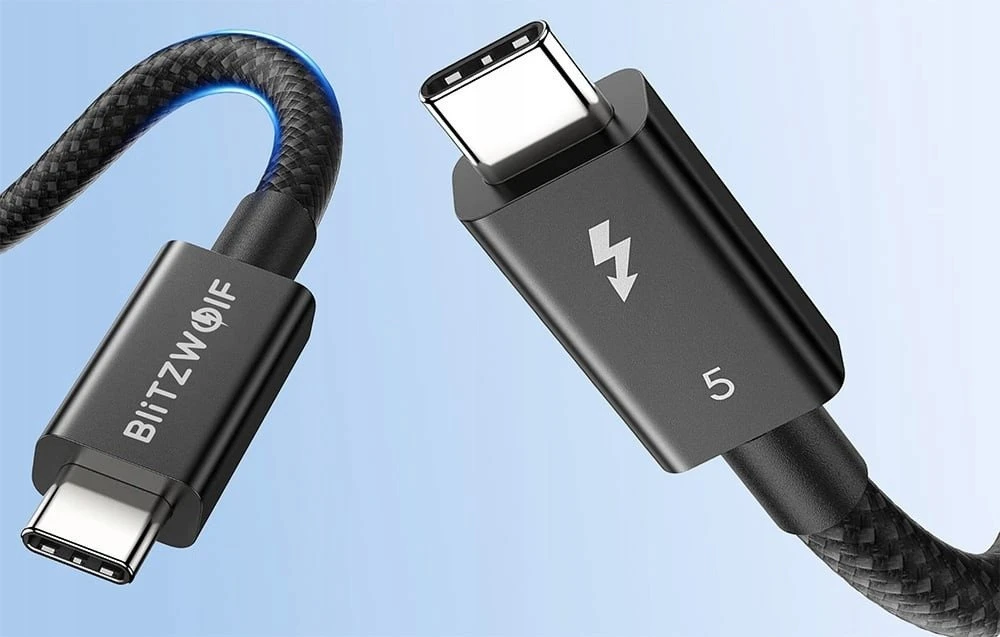 BlitzWolf BW-HDC8 240W USB-C į USB-C kabelis, 0,.5m juodos spalvos
