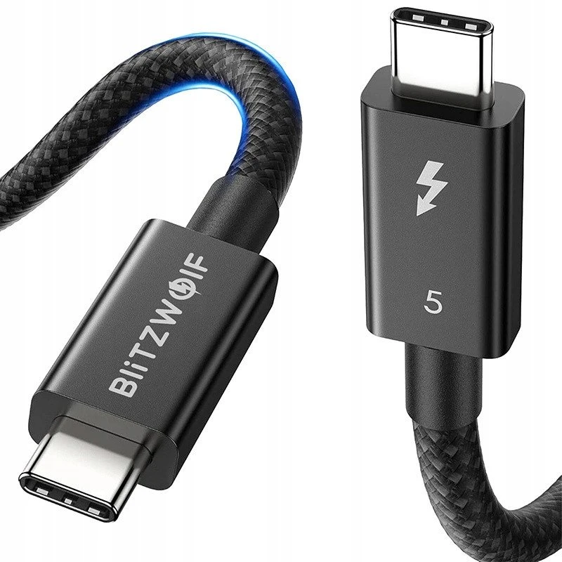 BlitzWolf BW-HDC8 240W USB-C į USB-C kabelis, 0,.5m juodos spalvos
