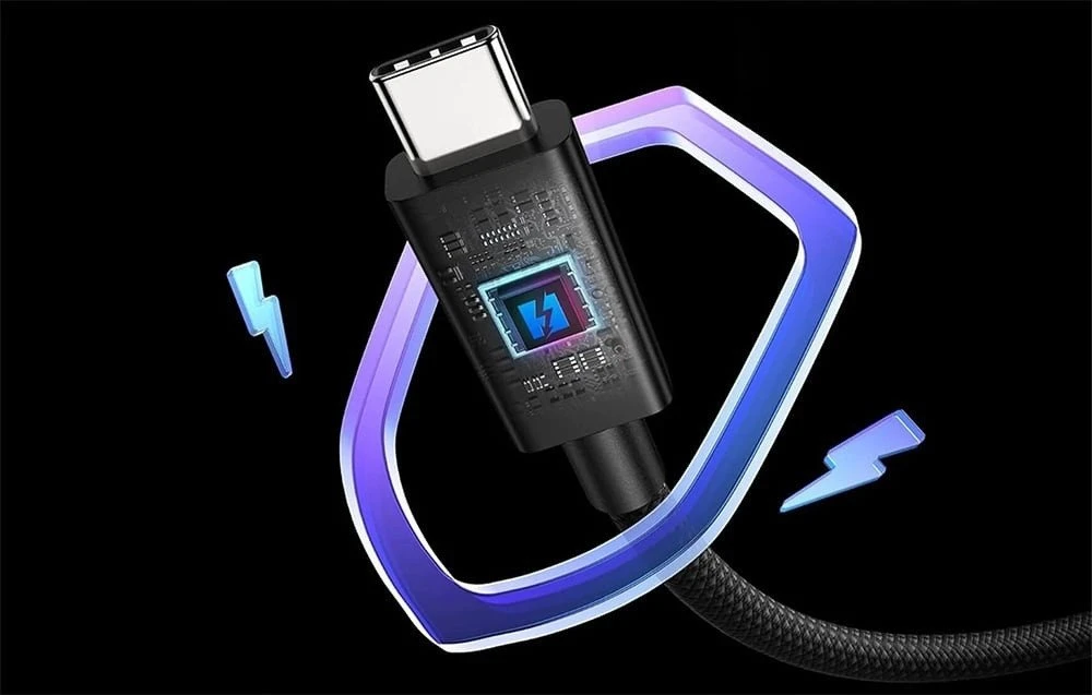 BlitzWolf BW-HDC8 240W USB-C į USB-C kabelis, 0,.5m juodos spalvos