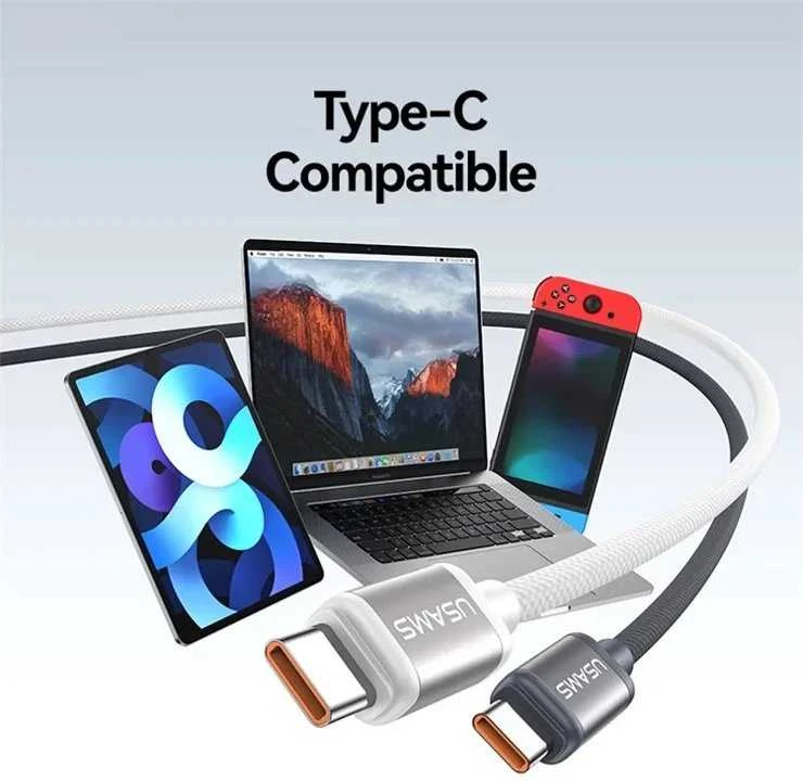 Kabelis USAMS Bicolor Series SJ756 PD 60W USB-C/USB-C 1.2m juodos spalvos and baltos spalvos
