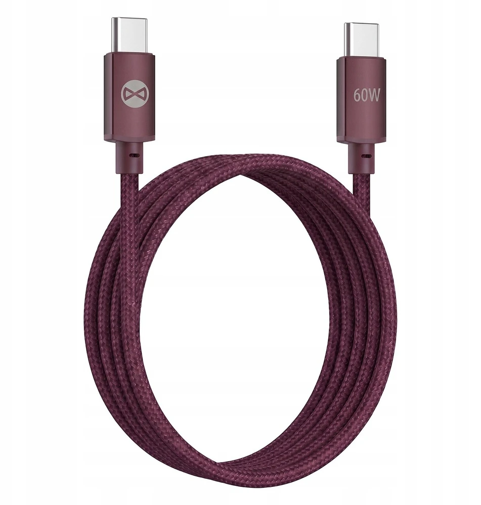 Forever Vibe laidas USB-C – USB-C 1,0 m 60W bordo spalvos