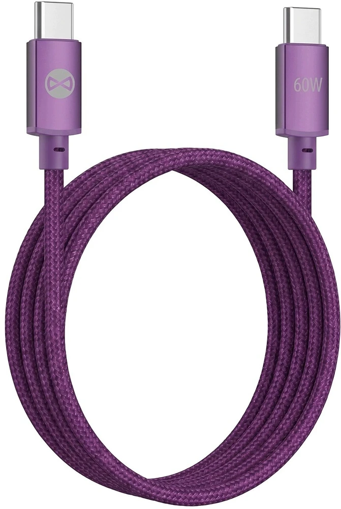 Forever Vibe laidas USB-C – USB-C 1,0 m 60W tamsios vyšnios spalvos