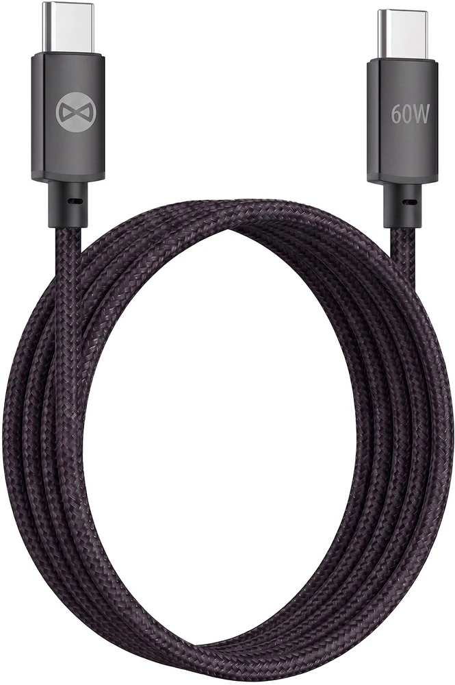 Forever Vibe laidas USB-C – USB-C 1,0 m 60W tamsiai pilkas