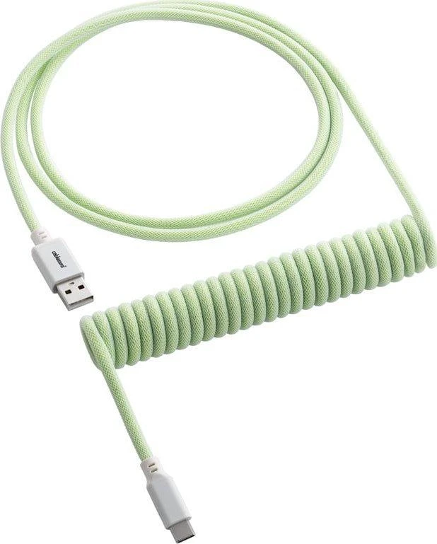 Klaviatūra CableMod Classic Coiled Cable susuktas klaviatūros laidas USB-C į USB Type A, Lime Sorbet – 150cm