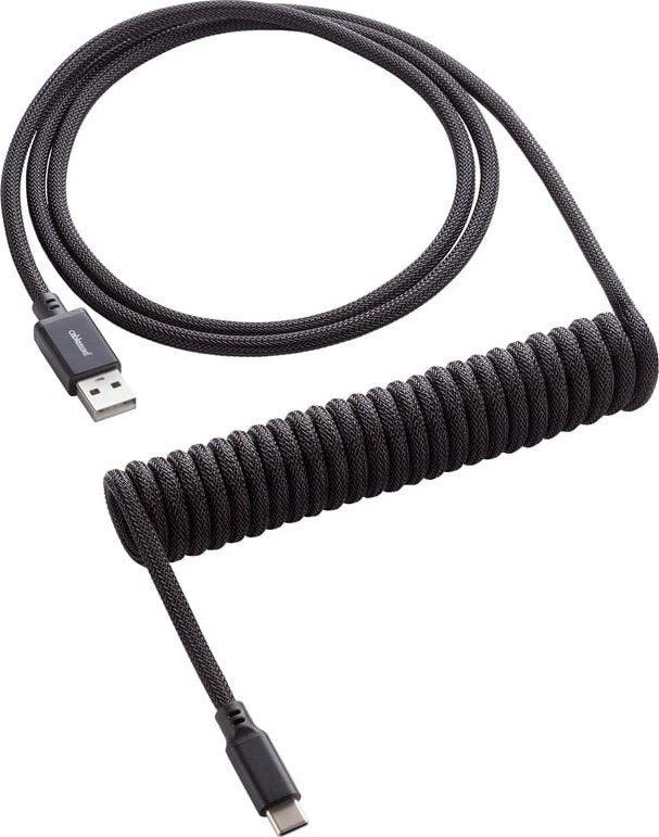 Klaviatūra CableMod Classic Coiled Cable susuktas klaviatūros laidas USB-C į USB Type A, Midnight Juodas – 150cm