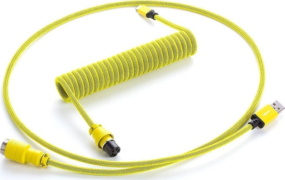 Klaviatūra CableMod PRO Coiled Cable susuktas klaviatūros laidas USB-C į USB Type A, Dominator Geltona – 150cm
