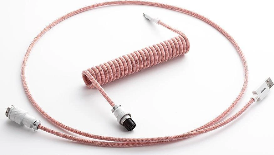 Klaviatūra CableMod PRO Coiled Cable susuktas klaviatūros laidas USB-C į USB Type A, Orangesicle – 150cm
