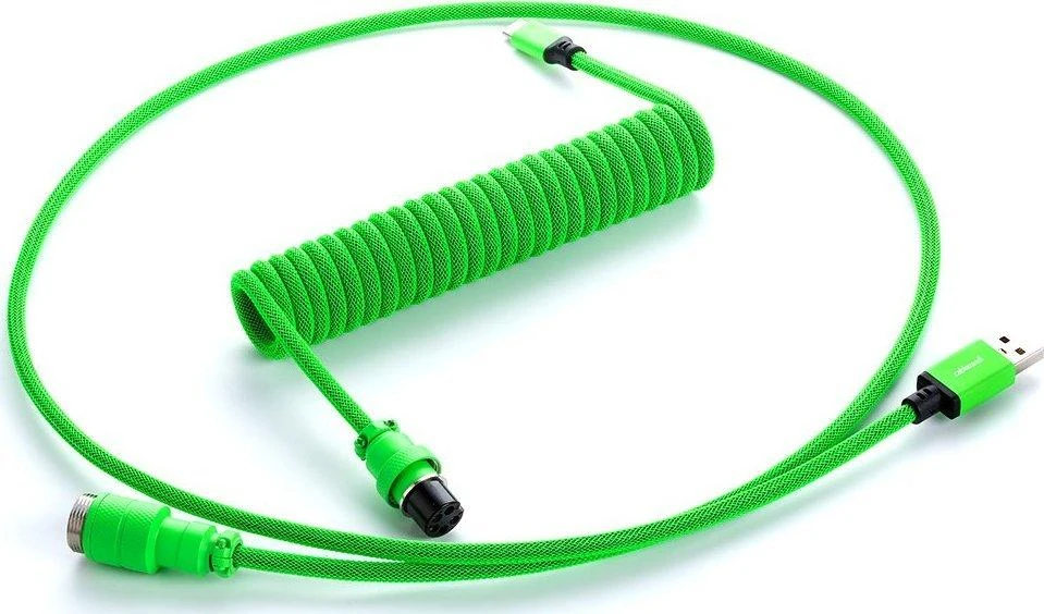 Klaviatūra CableMod PRO Coiled Cable susuktas klaviatūros laidas USB-C zu USB Typ A, Viper Žalias – 150cm