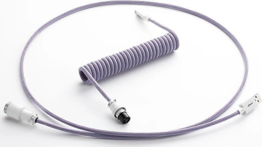 Klaviatūra CableMod PRO Coiled Cable susuktas klaviatūros laidas USB-C į USB Type A, Rum Raisin – 150cm