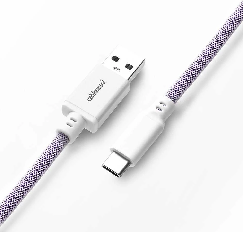 Klaviatūra CableMod PRO Coiled Cable susuktas klaviatūros laidas USB-C į USB Type A, Rum Raisin – 150cm