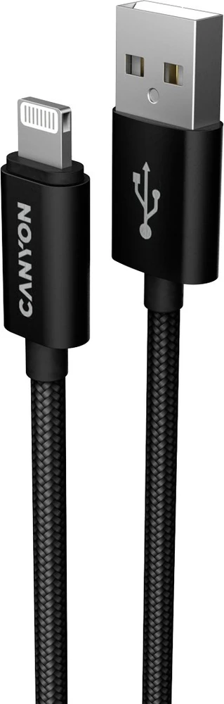 CANYON kabelis MFI-3 Lightning 12W 1m Juodas