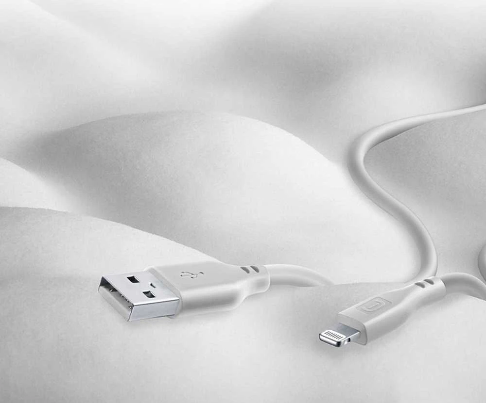 „Cellular Line Cellularline Soft Cable“ – USB-A į „Lightning“ laidas, sertifikuotas MFi, 1,2 m, pilkas
