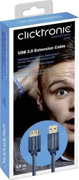 CLICKTRONIC ilgintuvas USB 3.0 lizdas-kištukas 3m