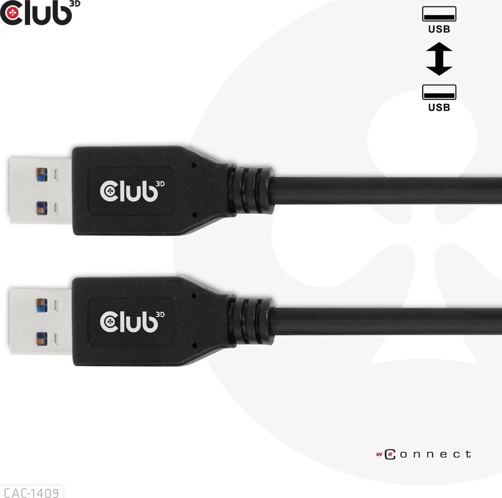 Kabelis USB Club 3D USB-A - USB-A 0.5 m Juodas (CAC-1409)