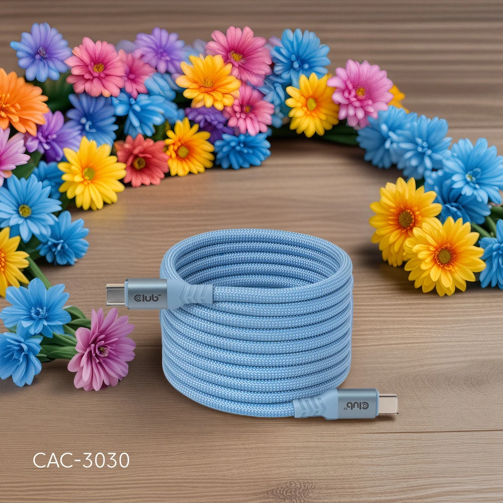 Club 3D Club3D Lifestyle USB-C magnetinis kabelis 240W 2m mėlynas St/St