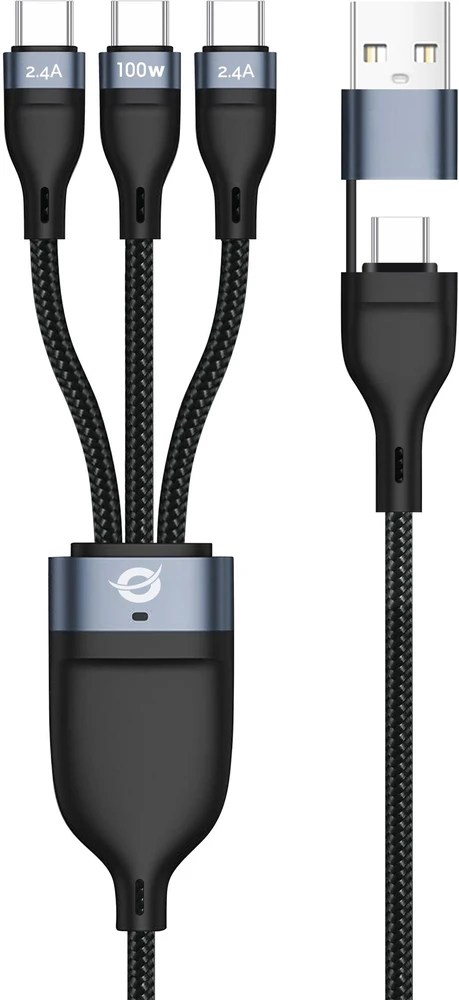 Kabelis USB Conceptronic USB-A + USB-C - 3x USB-C 1.5 m Juodas (ETTA06B15C)