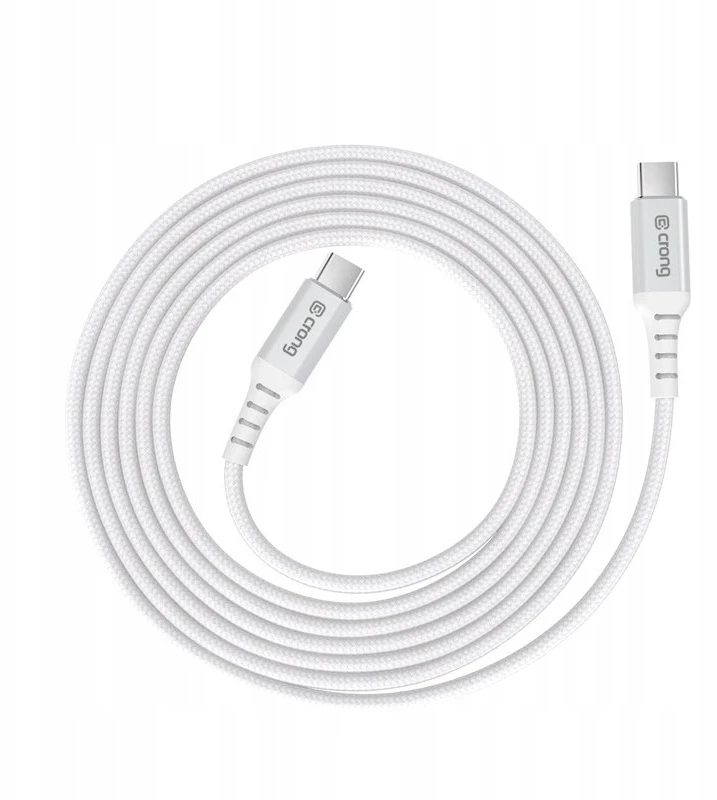 „Crong Armor Link“ – USB-C į USB-C keitiklis 100 W, 5 A, 200 cm, baltas