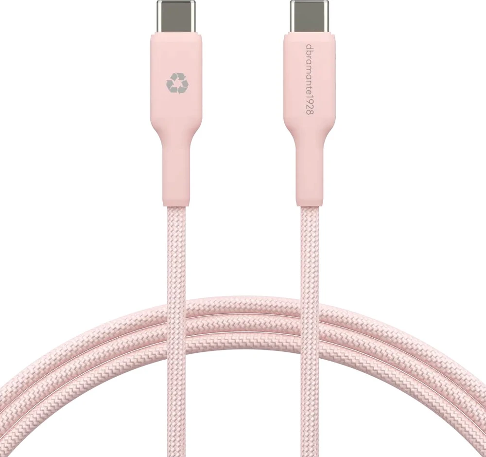 Kabelis USB D Bramante dbramante1928 re-charge - USB-Kabelis - 24 pin USB-C (M) do 24 pin USB-C (M) - 1.5 m - pleciony Kabelis, USB-C Power Delivery (60W) - pink