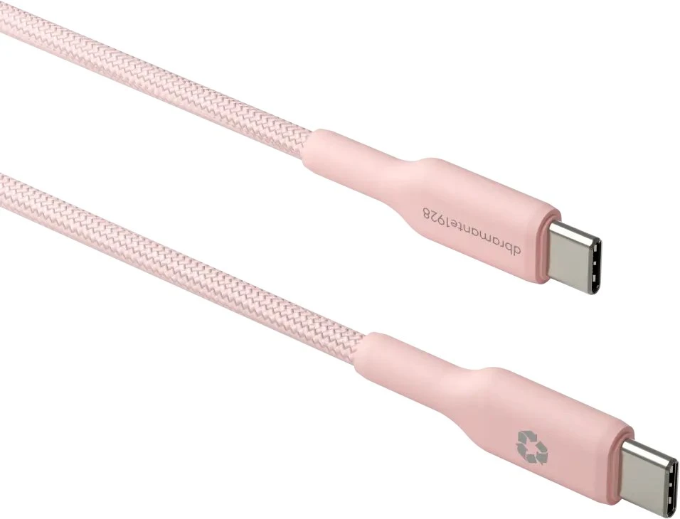 Kabelis USB dbramante dbramante1928 re-charge - USB laidas - 24 kontaktų USB-C (M) į 24 kontaktų USB-C (M) - 1,5 m - pintas laidas, USB-C Power Delivery (60W) - rožinė
