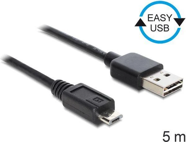Delock Cable EASY-USB 2.0 Type-A kištukas > USB 2.0 Type Micro-B kištukas 5 m juodas